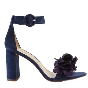 Ann Taylor Blue Suede Leannette Floral Pumps Heels